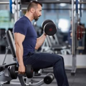 Adjustable Bench Seated Bicep Curls at Home